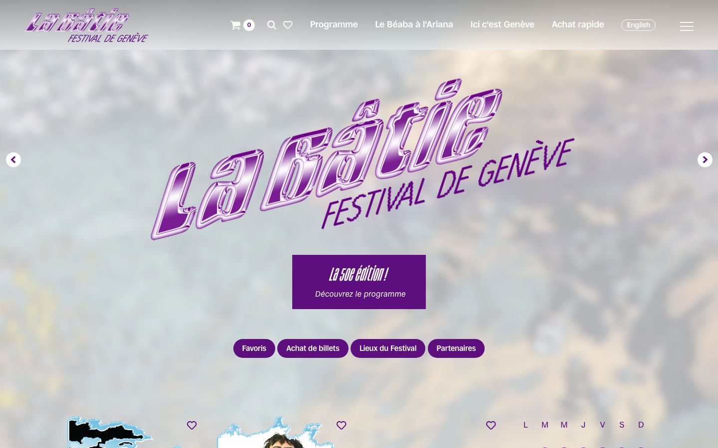 Homepage screenshot of La Bâtie-Festival de Genève