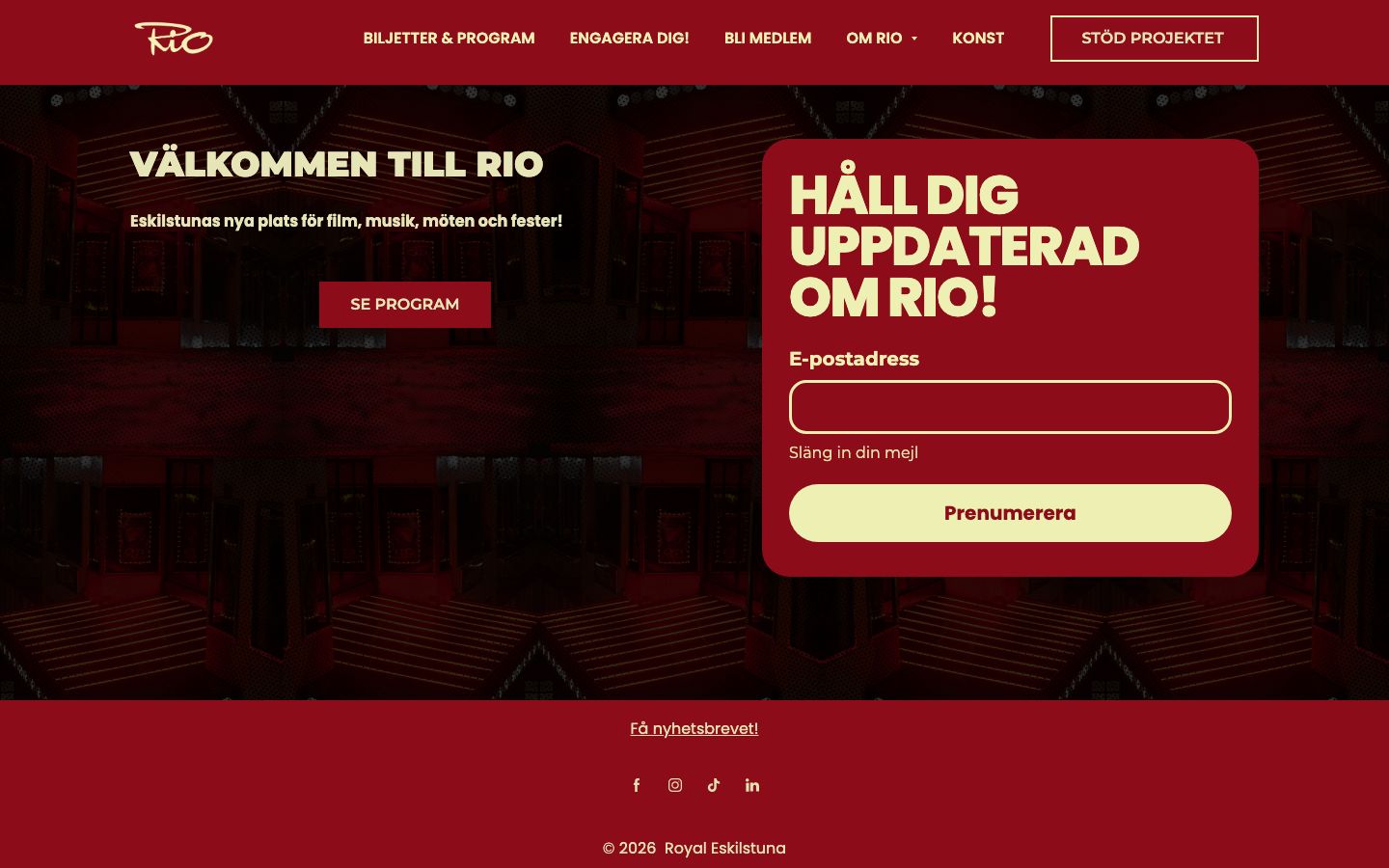 Homepage screenshot of RIO Eskilstuna (Royal Eskilstuna)