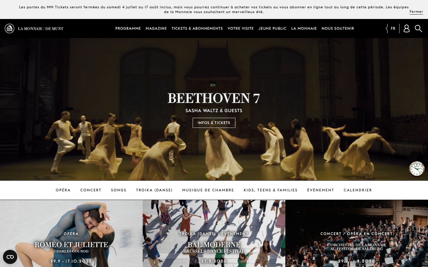 Homepage screenshot of La Monnaie / De Munt