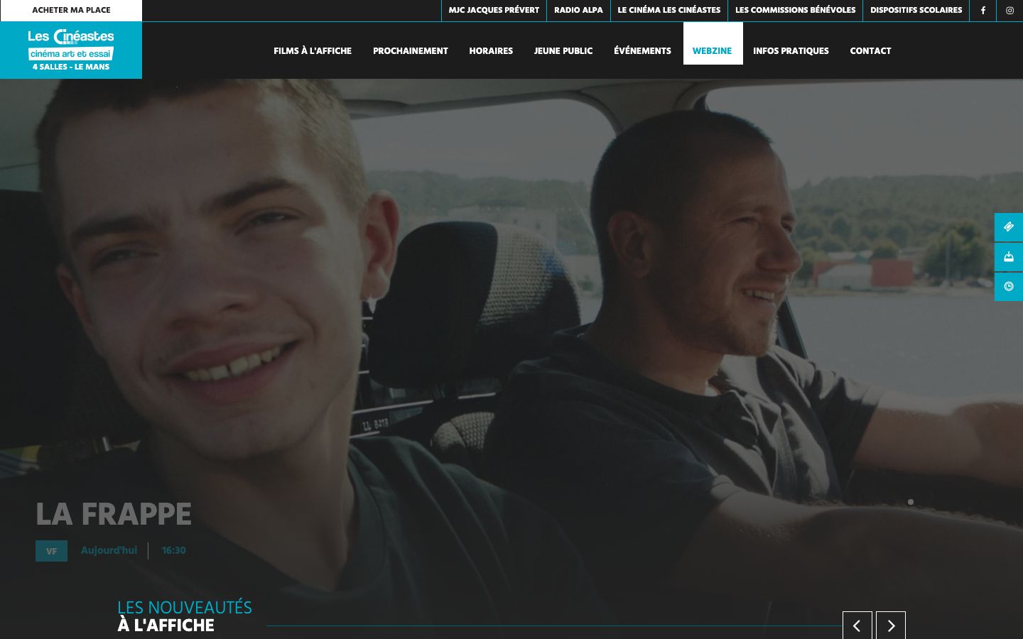 Homepage screenshot of Les Cinéastes