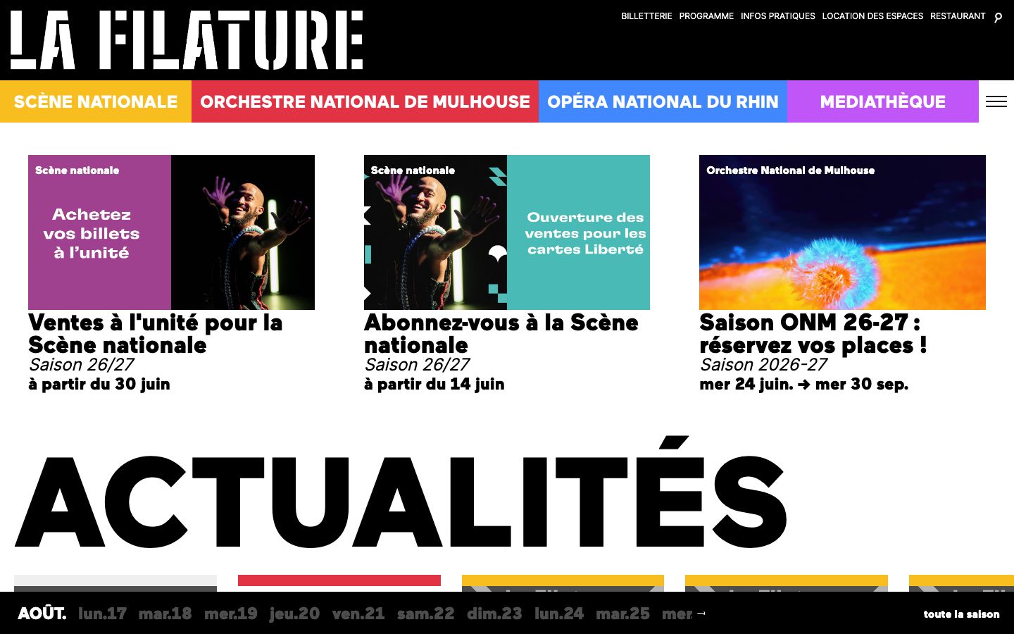 Homepage screenshot of La Filature