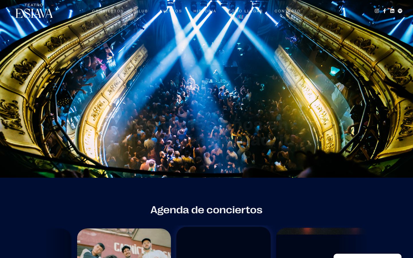 Homepage screenshot of Teatro Eslava