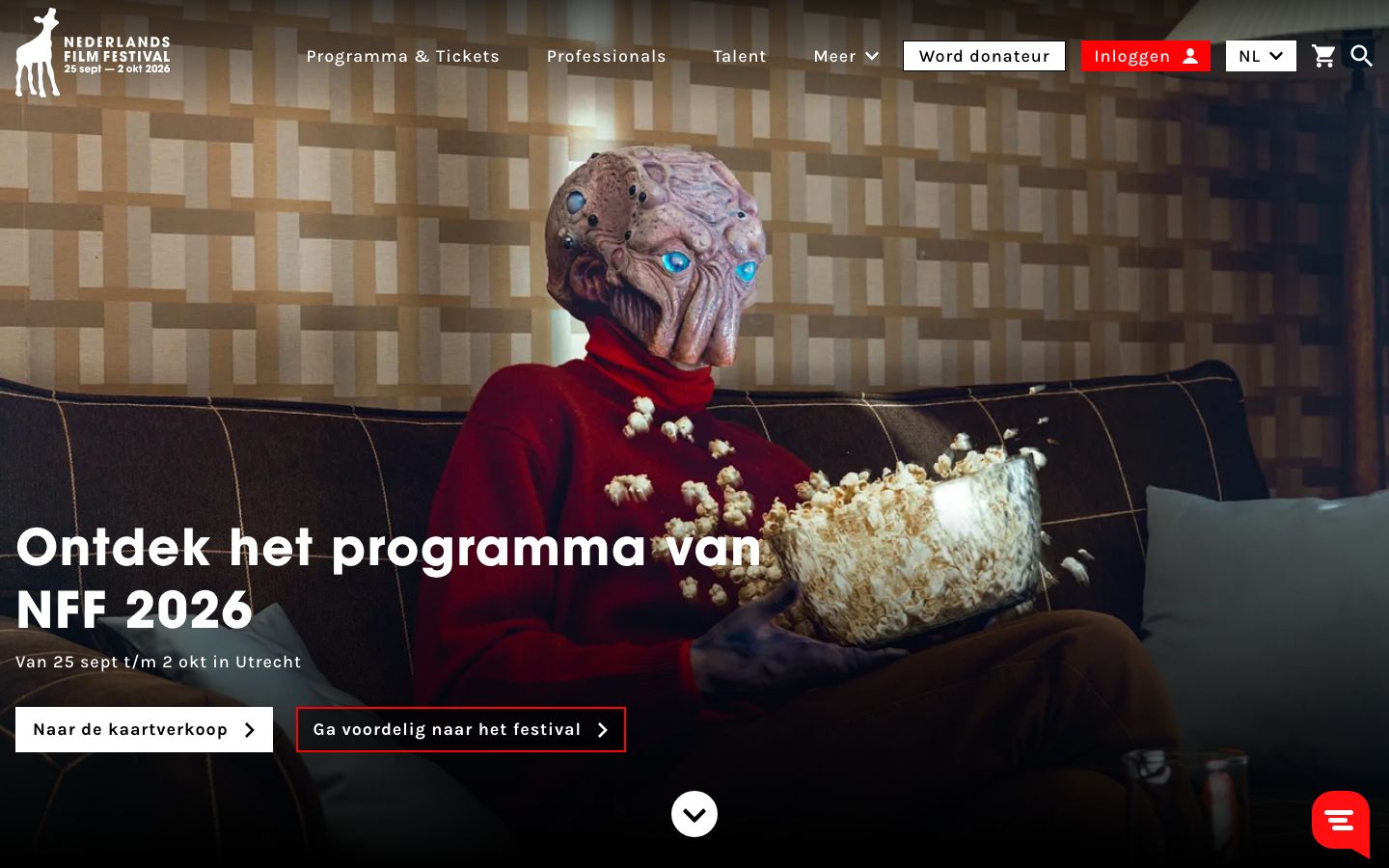 Homepage screenshot of Nederlands Film Festival
