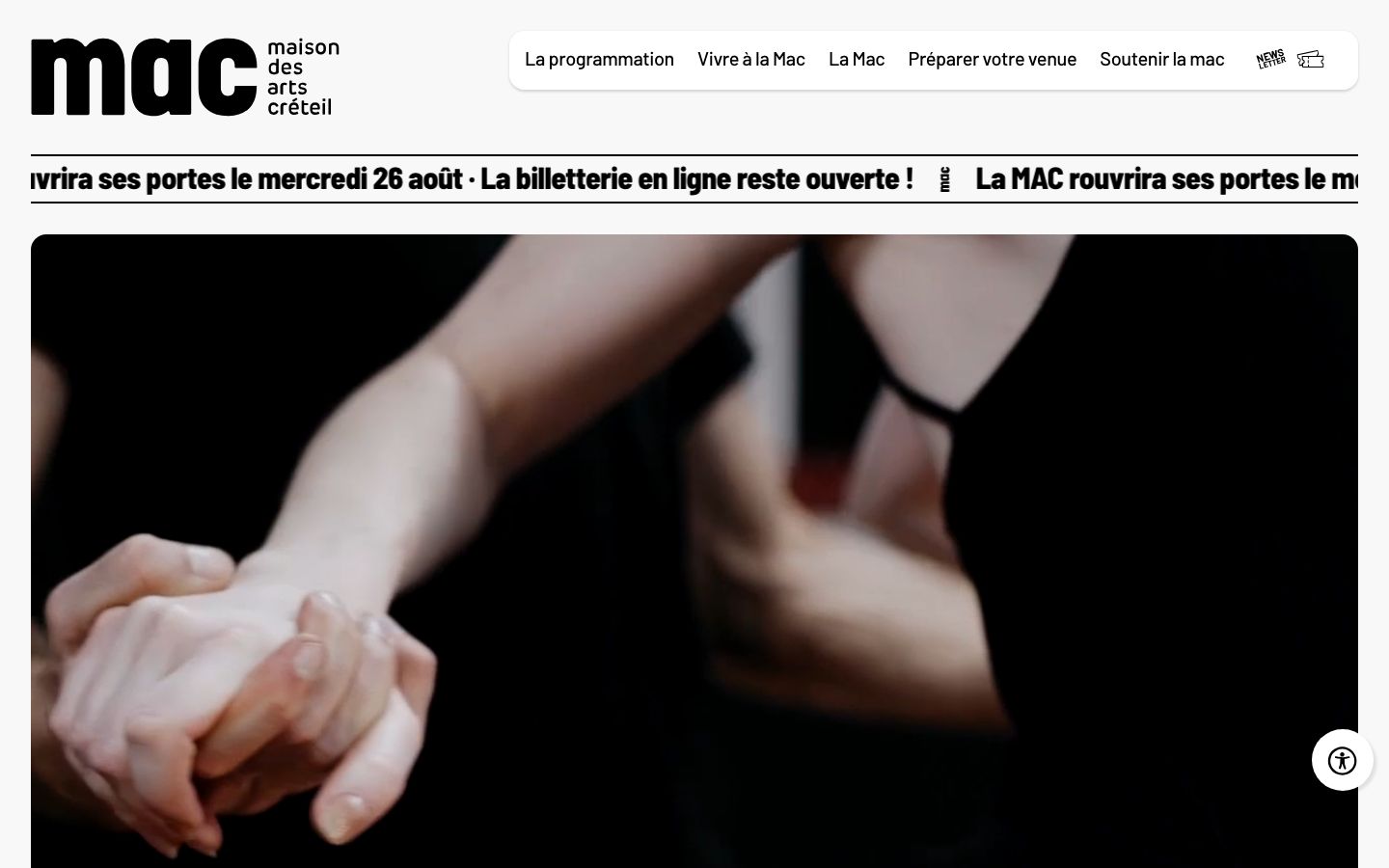 Homepage screenshot of MAC . Maison des arts de Créteil