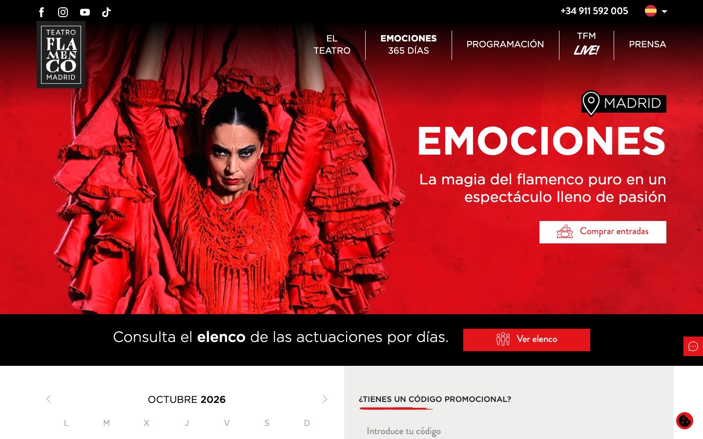 Event detail page screenshot of Teatro Flamenco Madrid