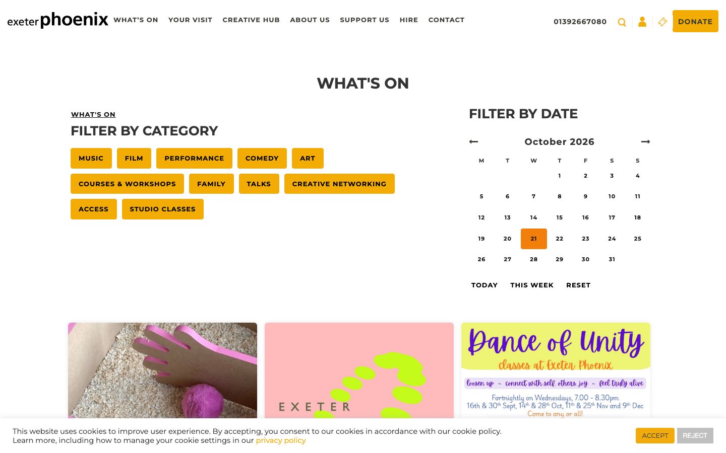 Homepage screenshot of Exeter Phoenix