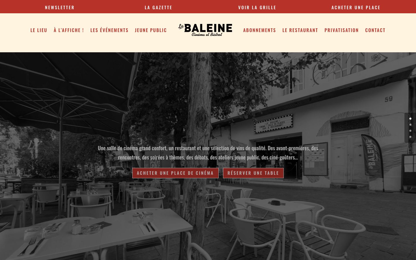 Homepage screenshot of La Baleine