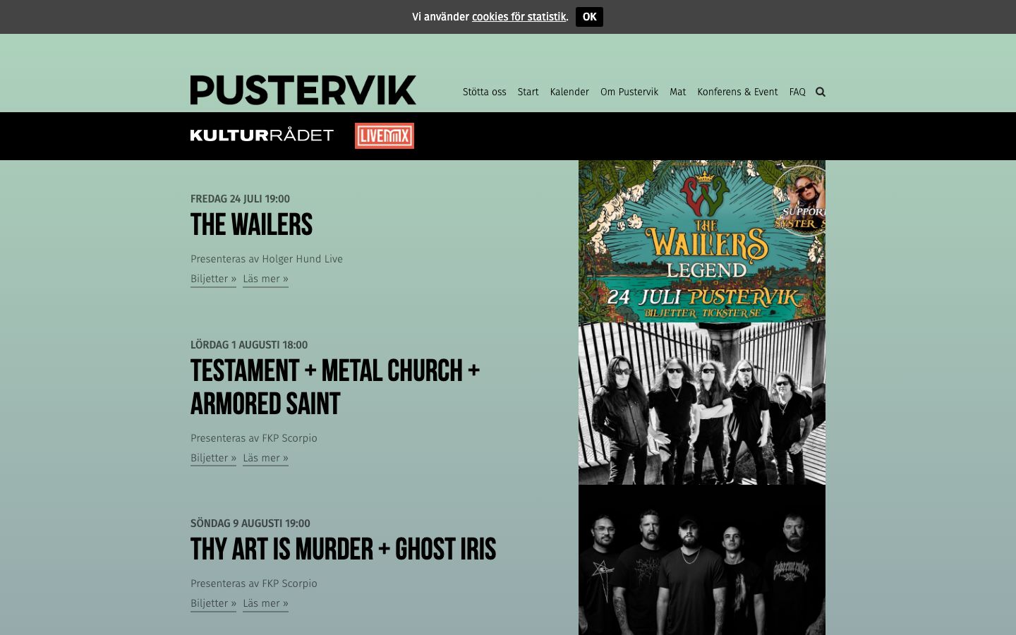 Homepage screenshot of Pustervik
