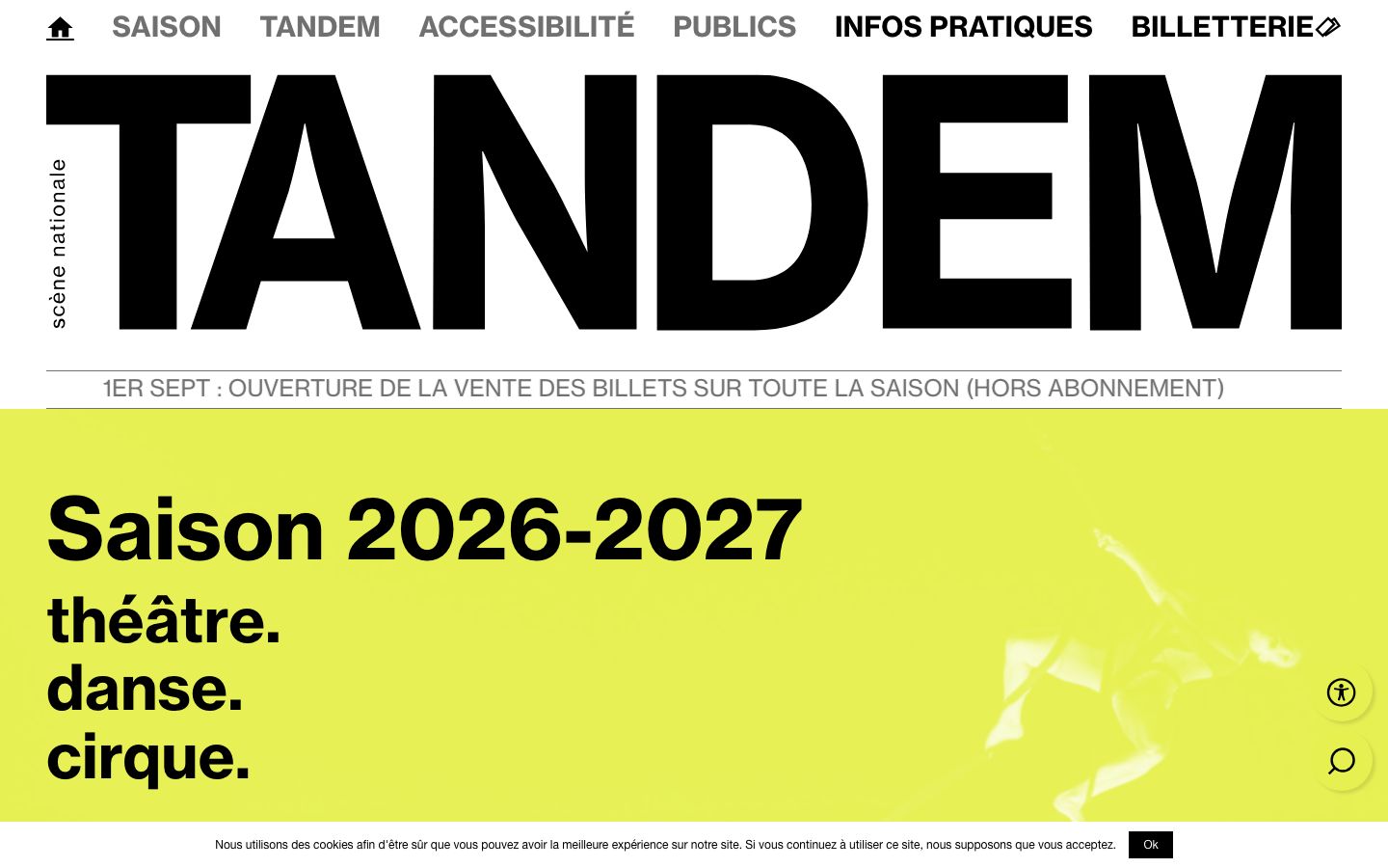 Homepage screenshot of Tandem Scène nationale