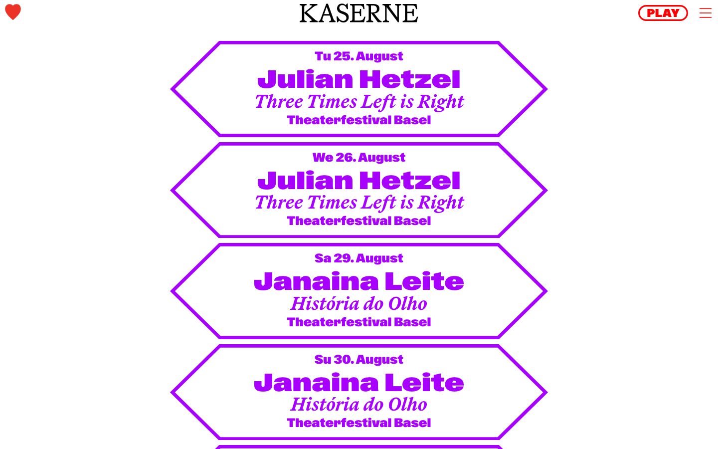 Homepage screenshot of KASERNE-BASEL
