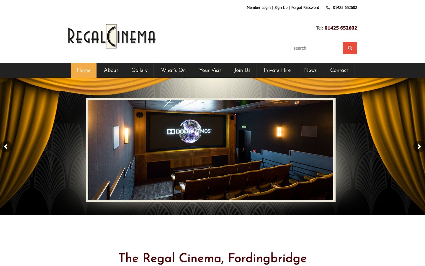 Homepage screenshot of The Regal Cinema, Fordingbridge