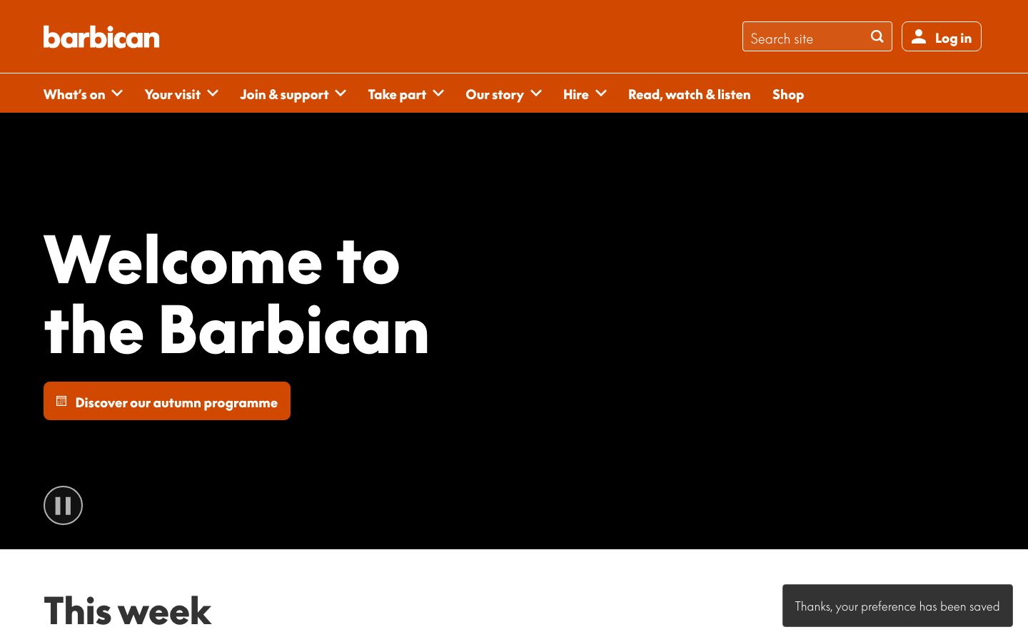 Homepage screenshot of Barbican
