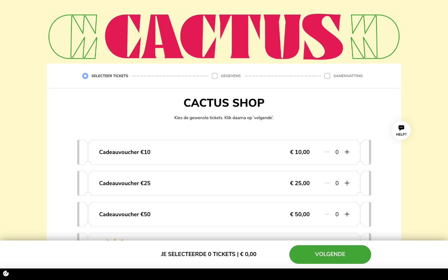 Event detail page screenshot of cactusmusic.be