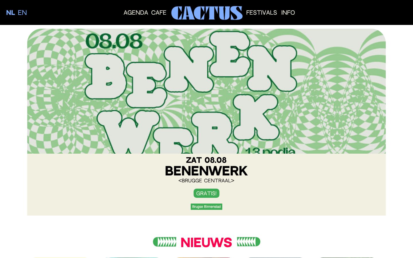 Homepage screenshot of cactusmusic.be