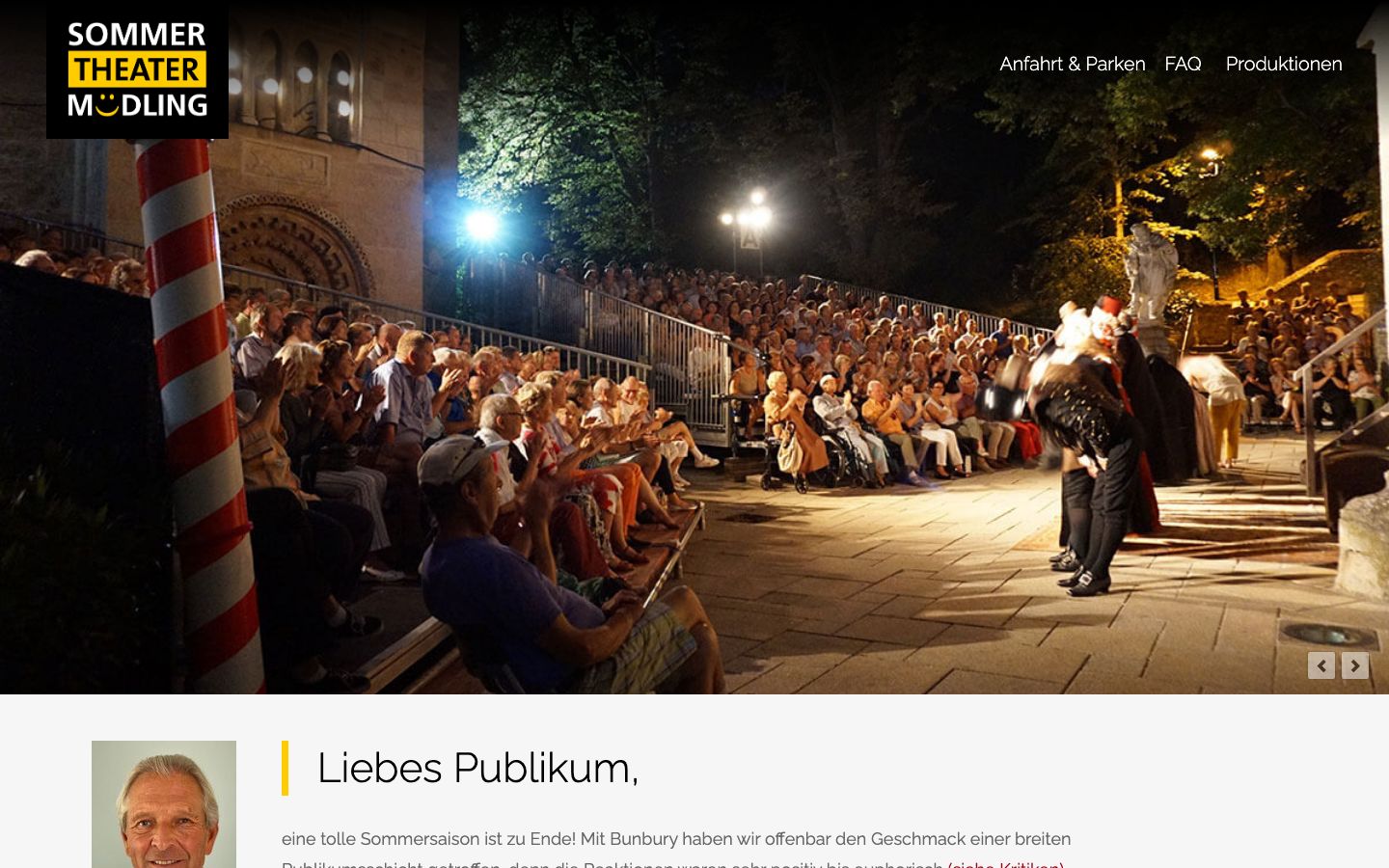 Homepage screenshot of Sommertheater Mödling