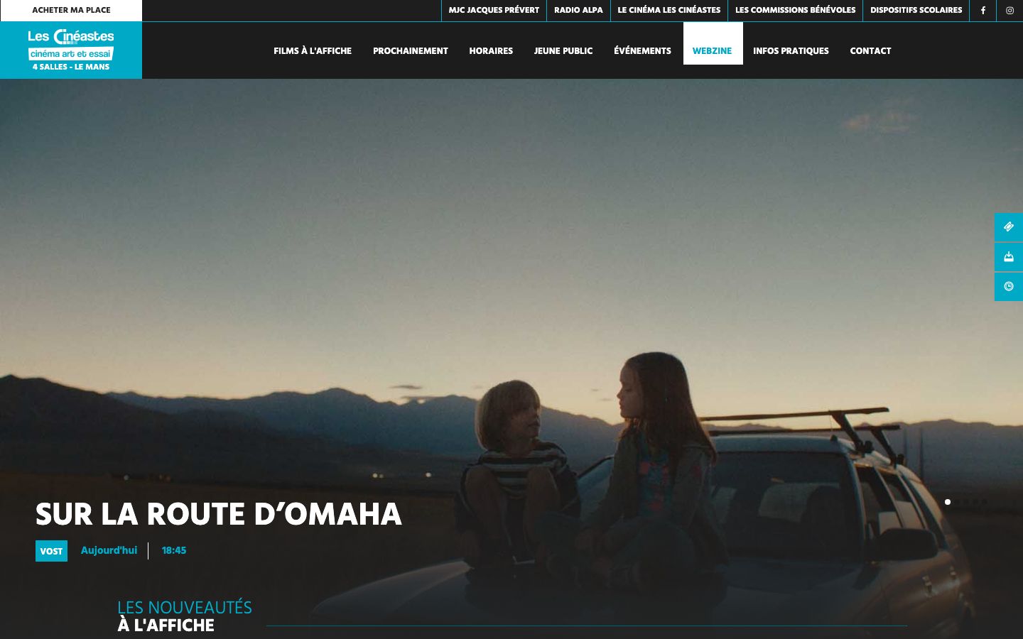 Homepage screenshot of Les Cinéastes