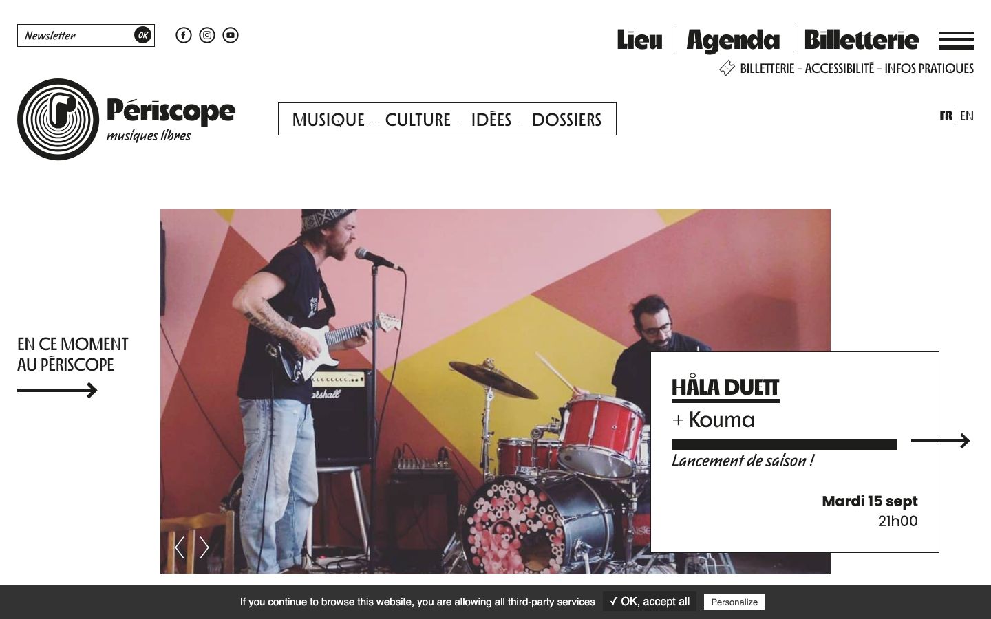 Homepage screenshot of Périscope