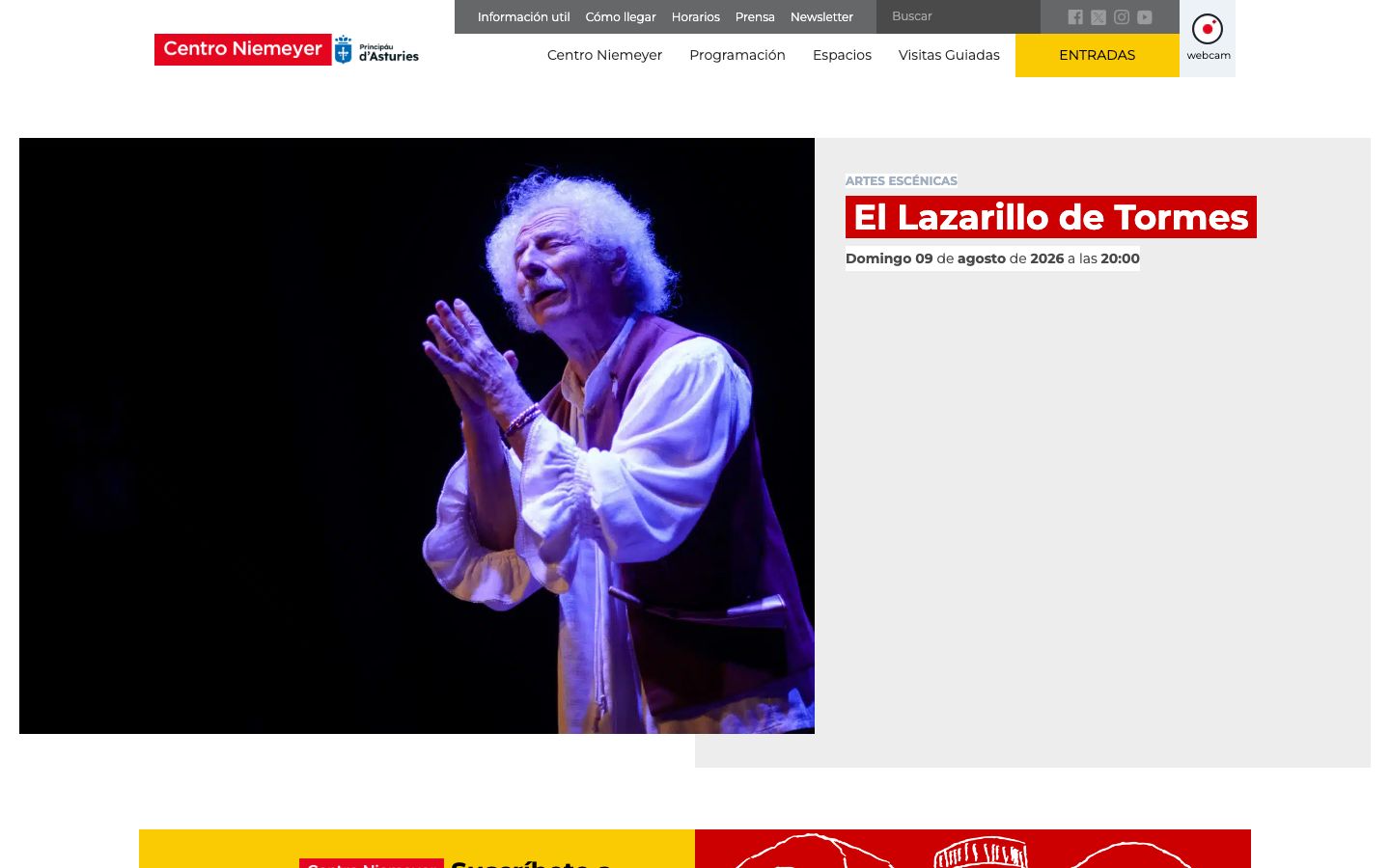 Homepage screenshot of Centro Niemeyer