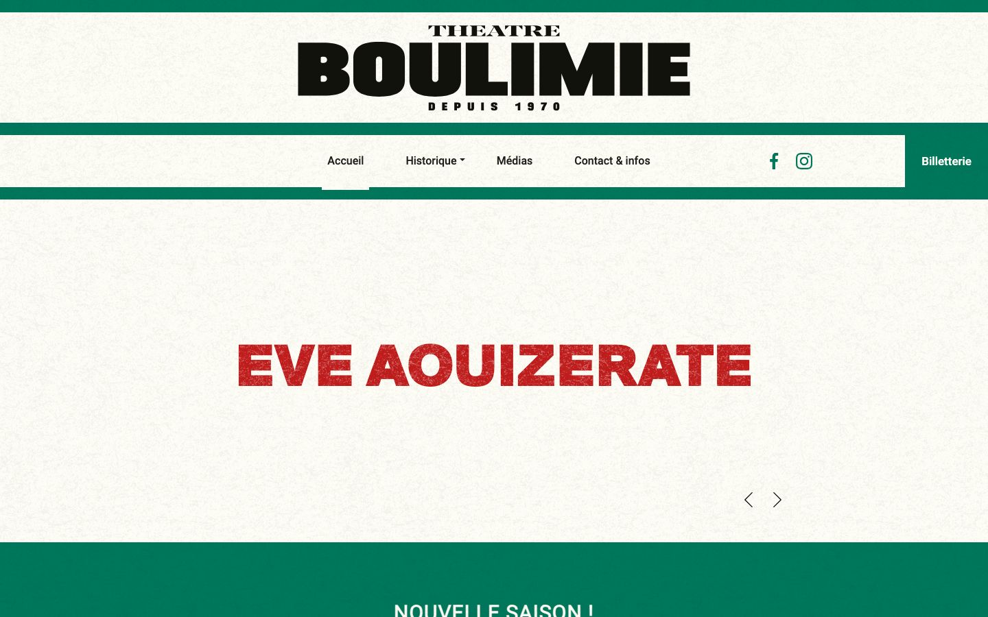 Homepage screenshot of Théâtre Boulimie
