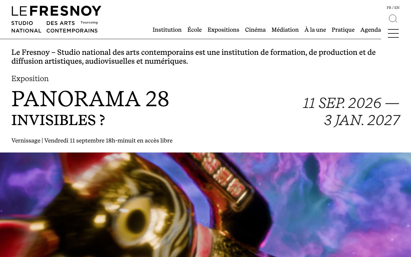 Homepage screenshot of Le Fresnoy - Studio national