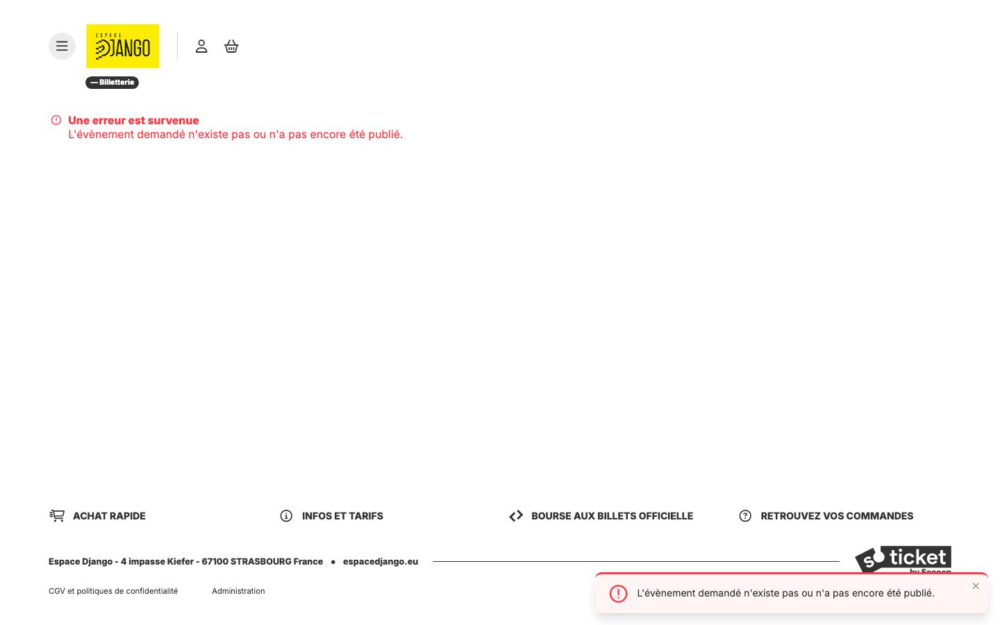 Event detail page screenshot of Espace Django - Strasbourg