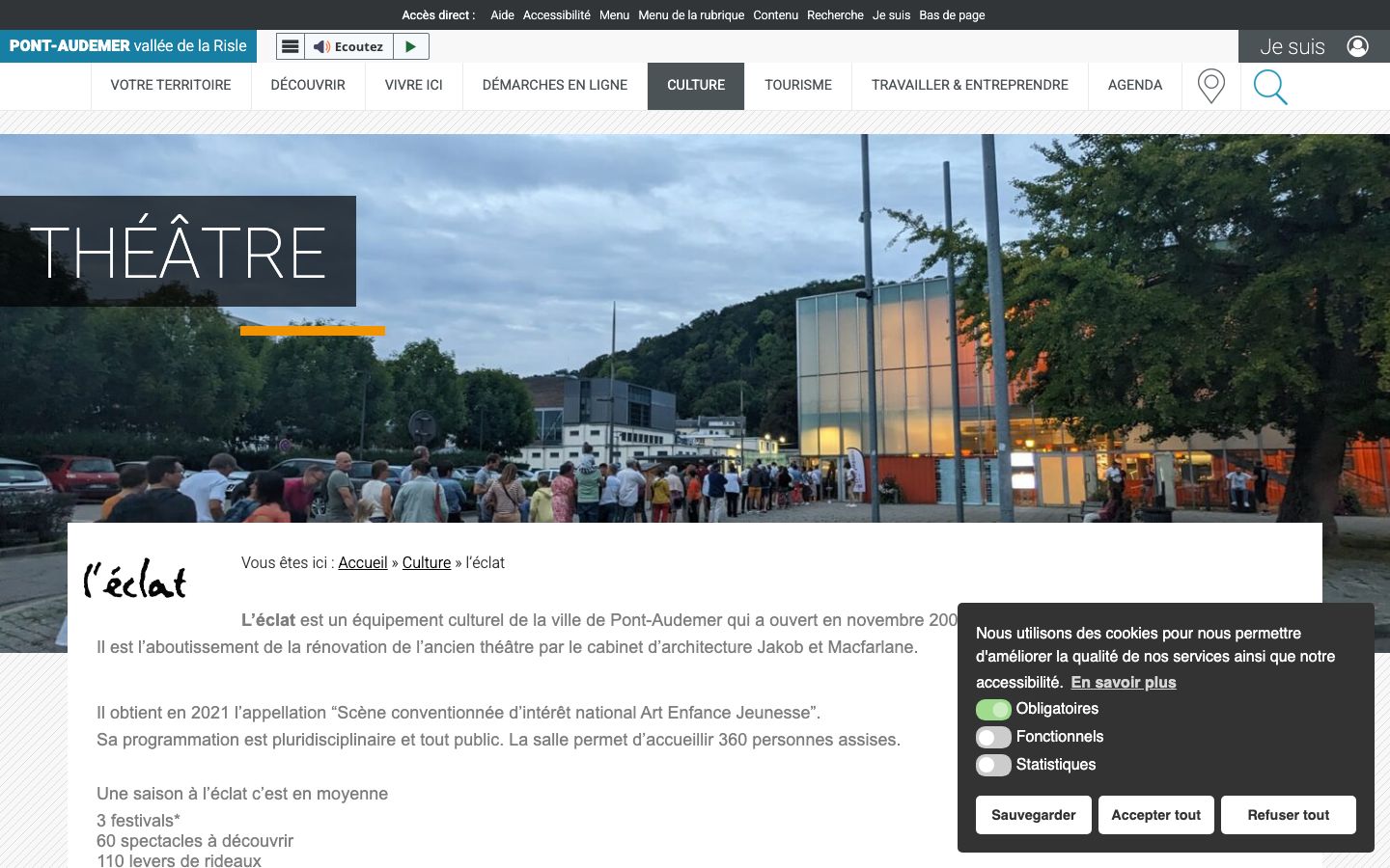 Homepage screenshot of Ville de Pont-Audemer