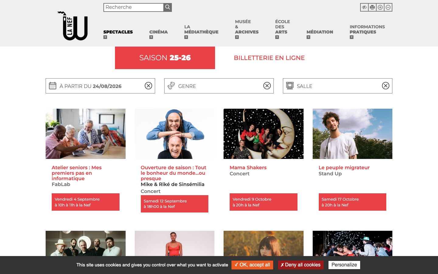 Homepage screenshot of La Nef