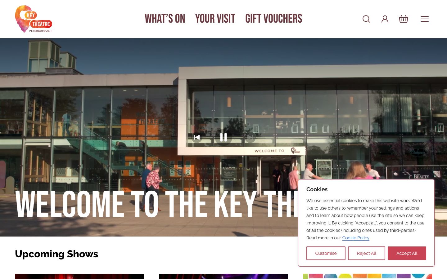 Homepage screenshot of Key Theatre, Peterborough
