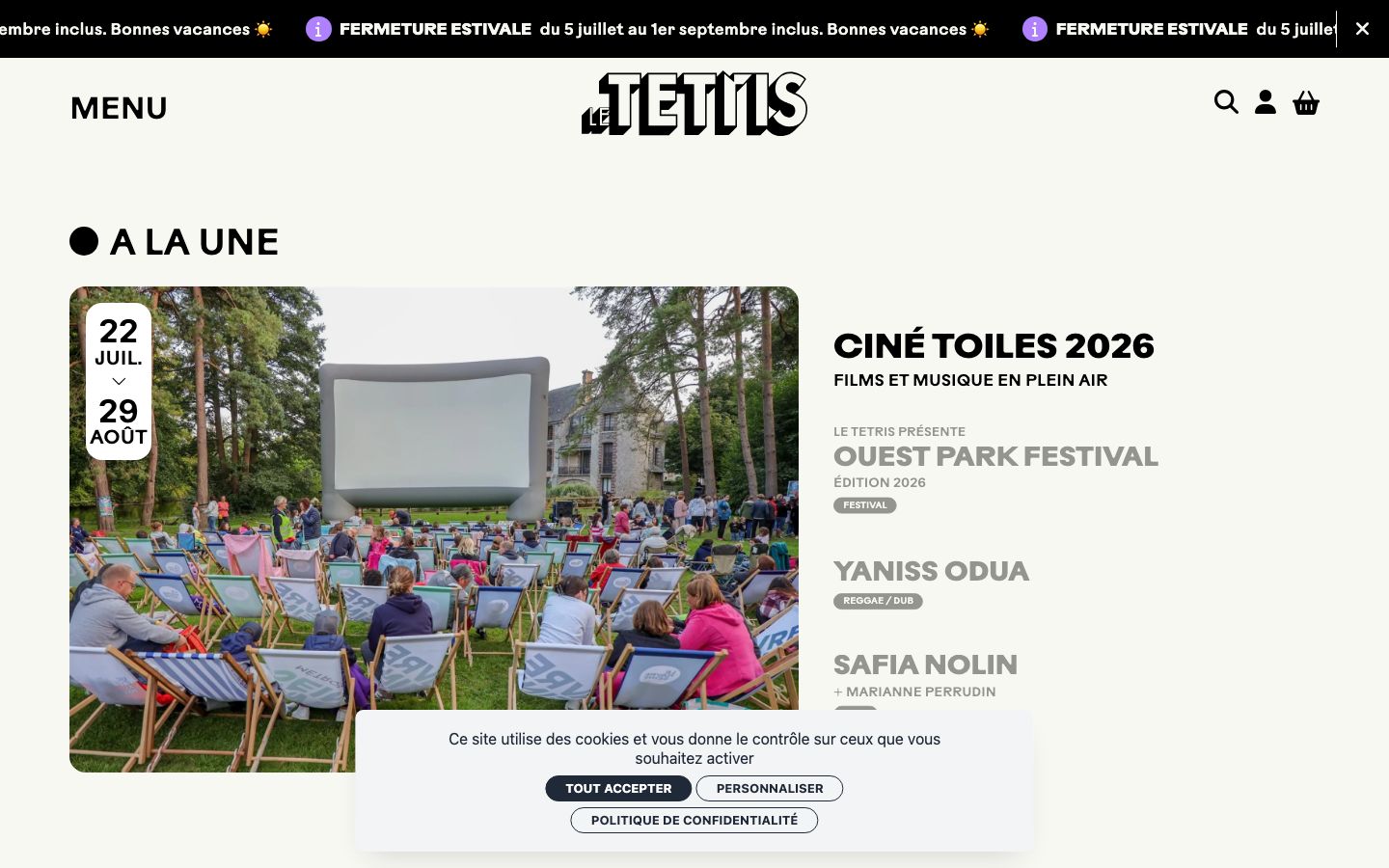 Homepage screenshot of Le Tetris