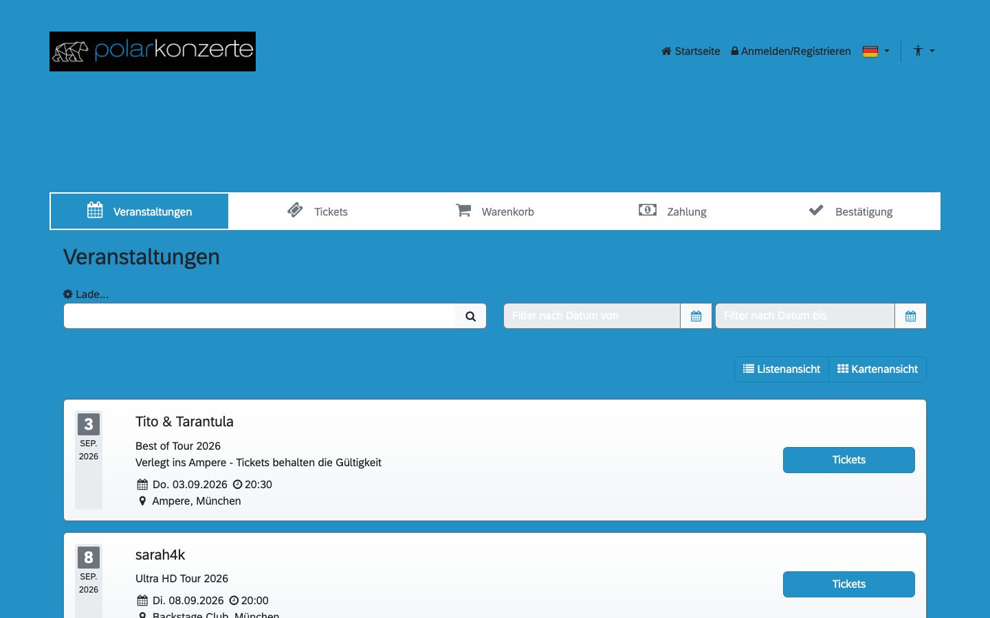 Event detail page screenshot of Rote Sonne