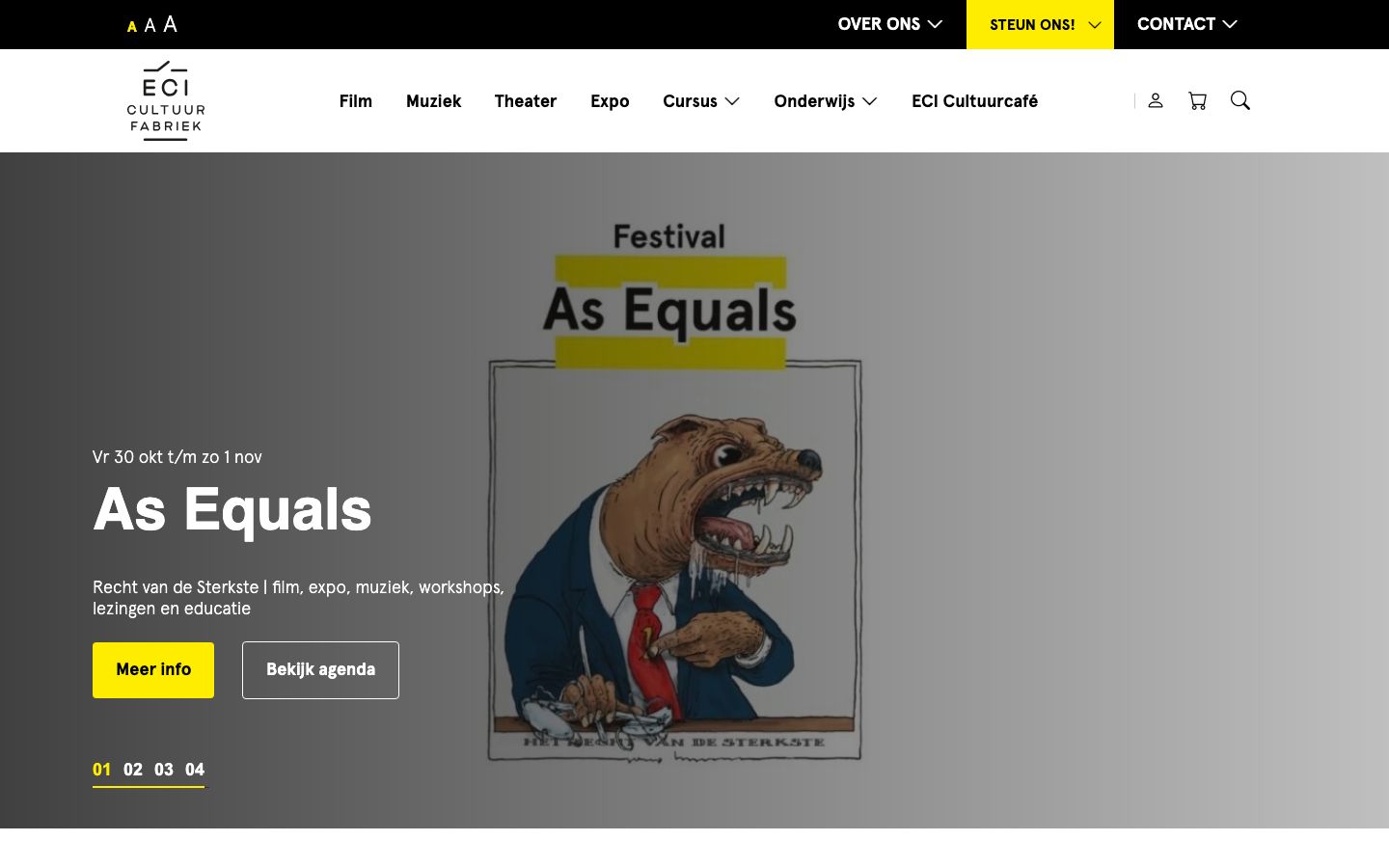Homepage screenshot of ECI Cultuurfabriek - Cultureel centrum