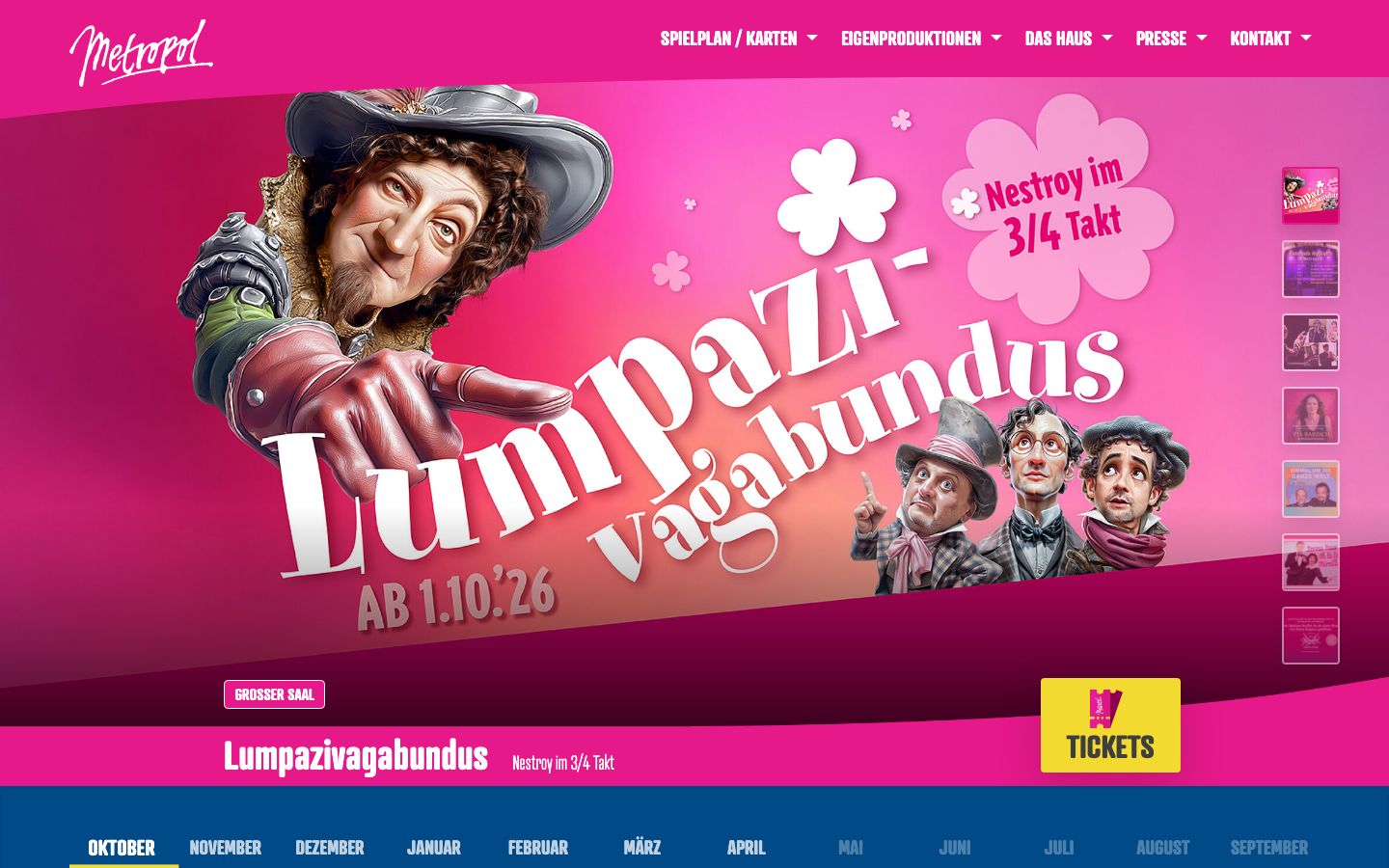 Homepage screenshot of Wiener Metropol