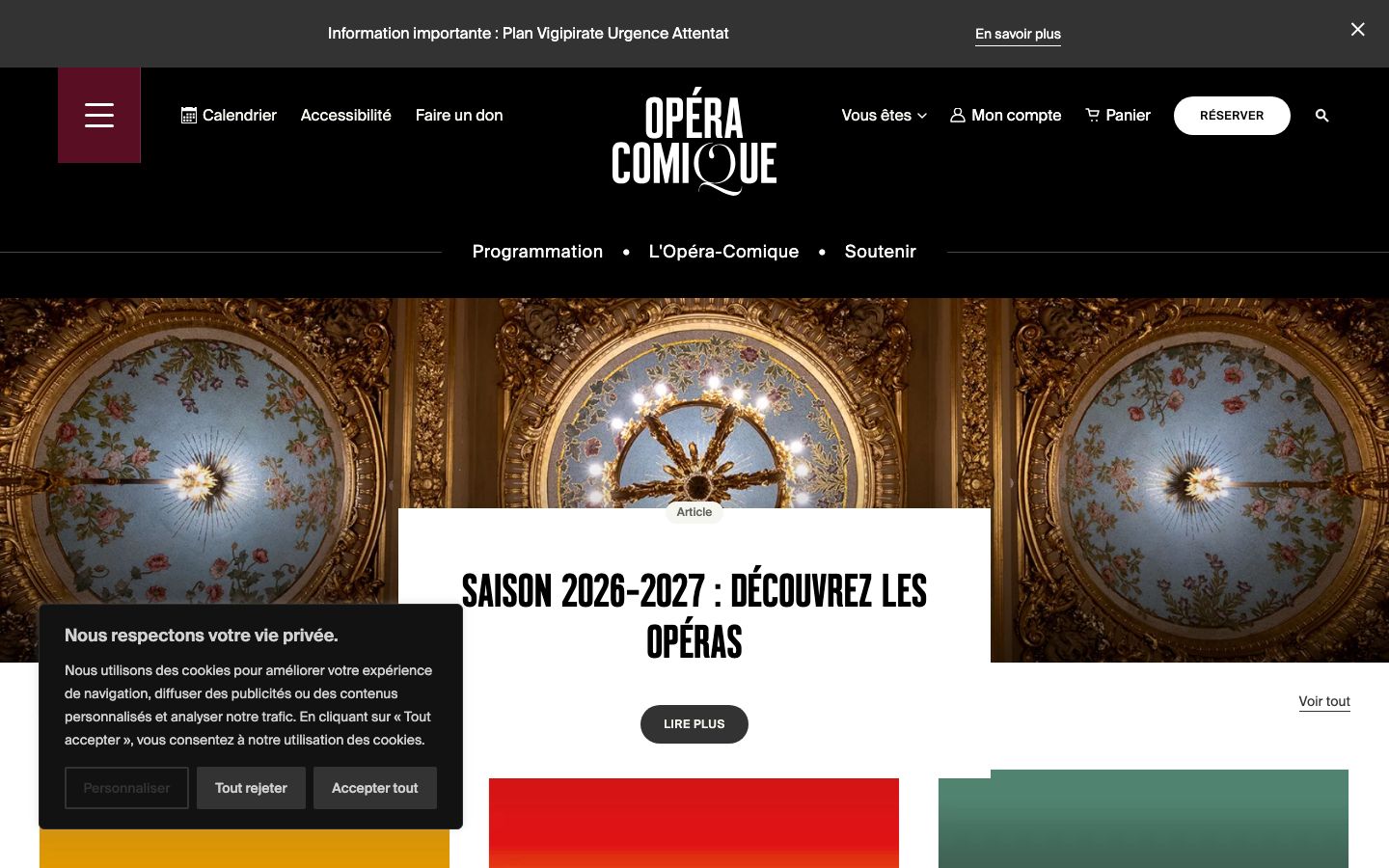 Homepage screenshot of Opéra-Comique