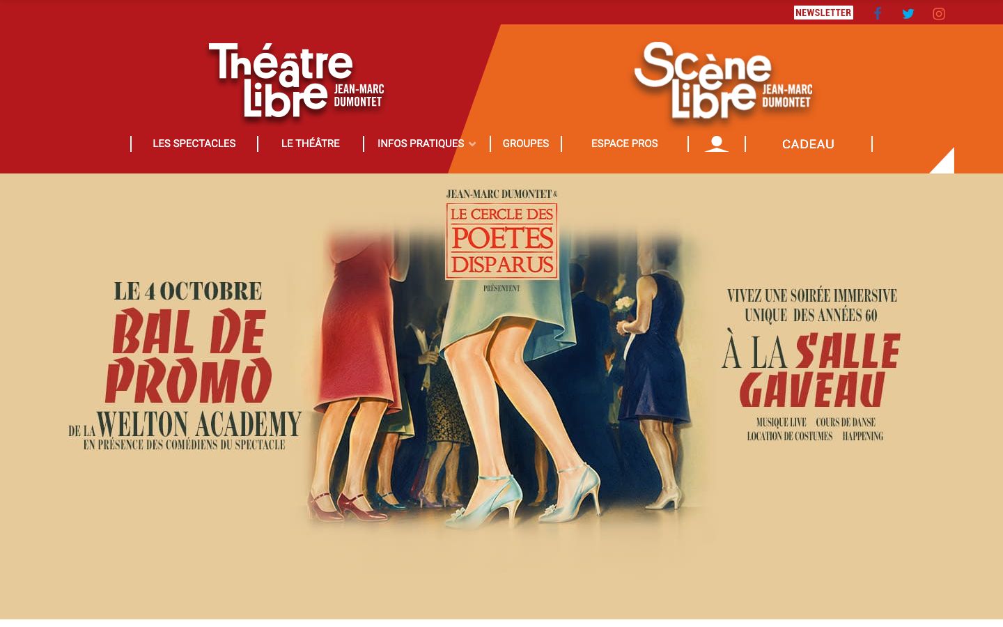 Event detail page screenshot of Le Théâtre Libre / La Scène Libre