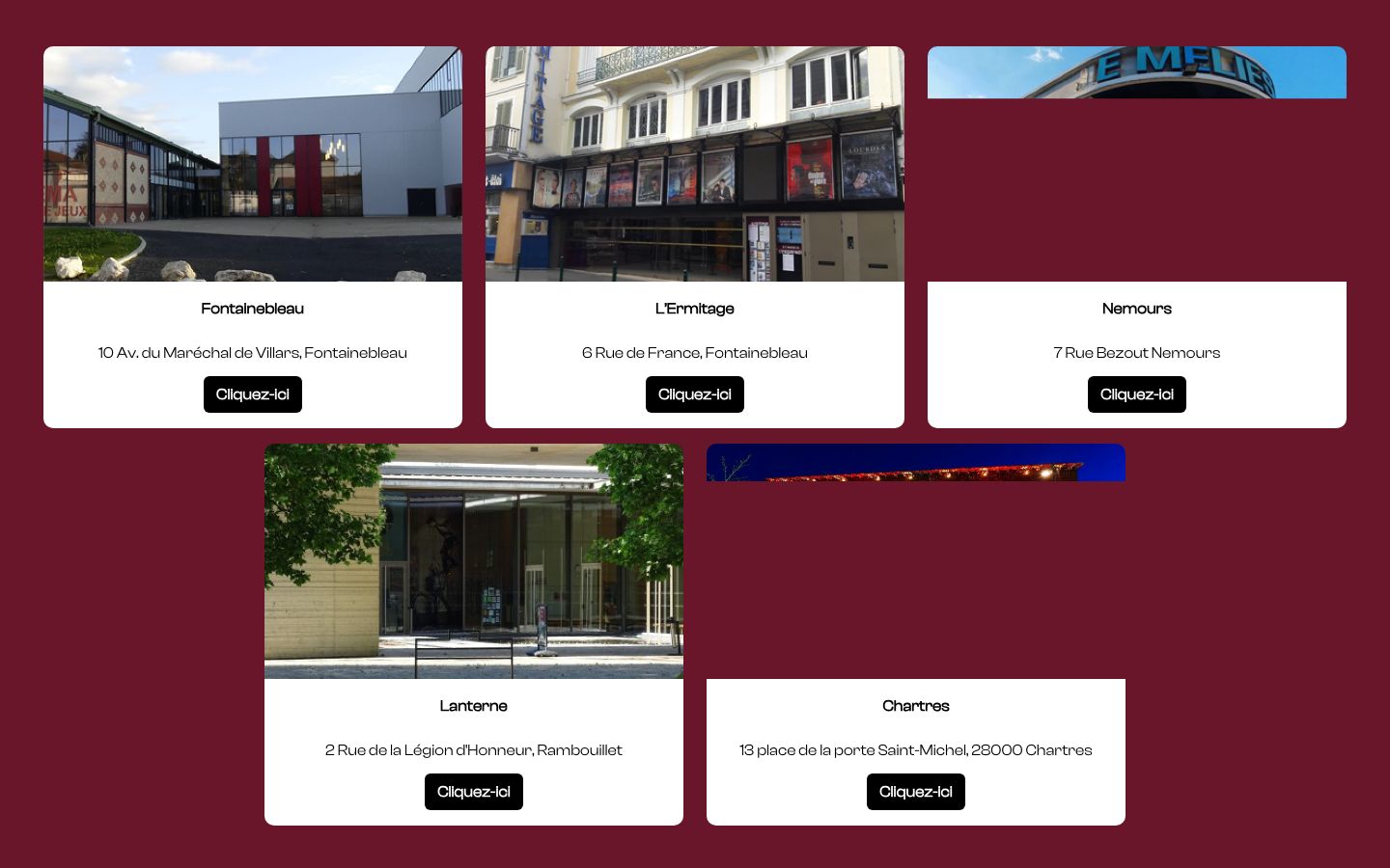 Homepage screenshot of Cinéma CinéParadis