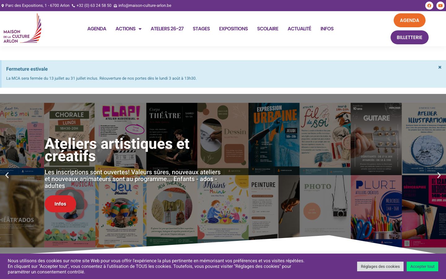 Homepage screenshot of Maison de la Culture d'Arlon