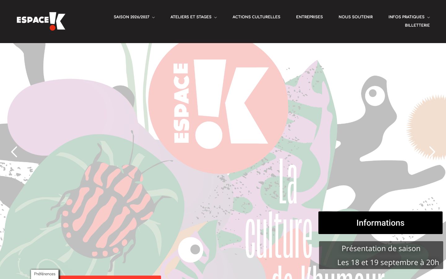 Homepage screenshot of Espace K