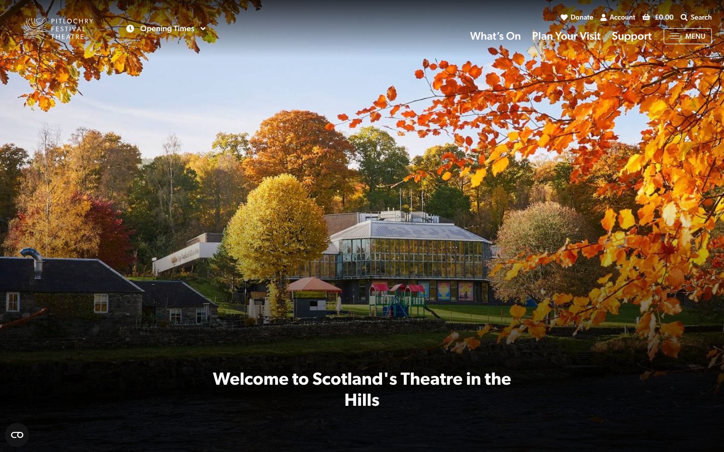 Homepage screenshot of Pitlochry Festival Theatre
