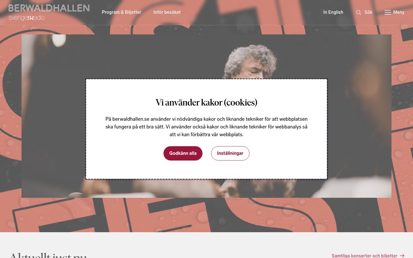 Homepage screenshot of Berwaldhallen