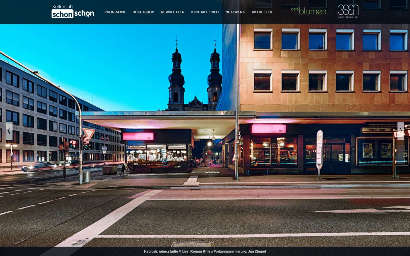 Homepage screenshot of Kulturclub schon schön