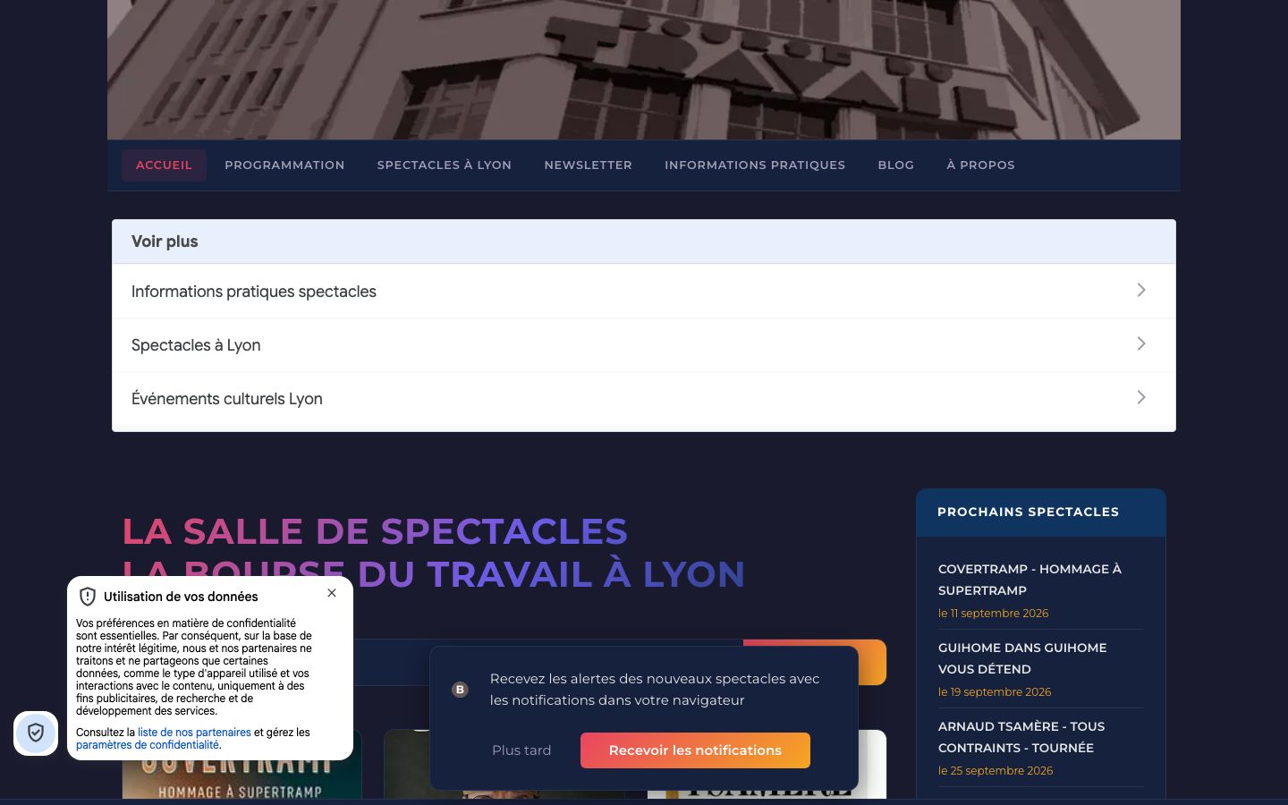 Event detail page screenshot of Bourse du Travail de Lyon