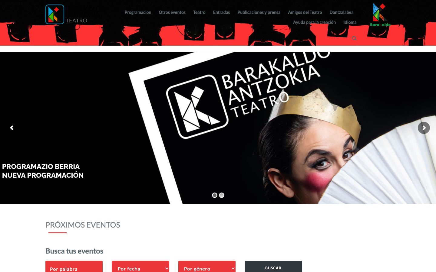 Homepage screenshot of Teatro Barakaldo