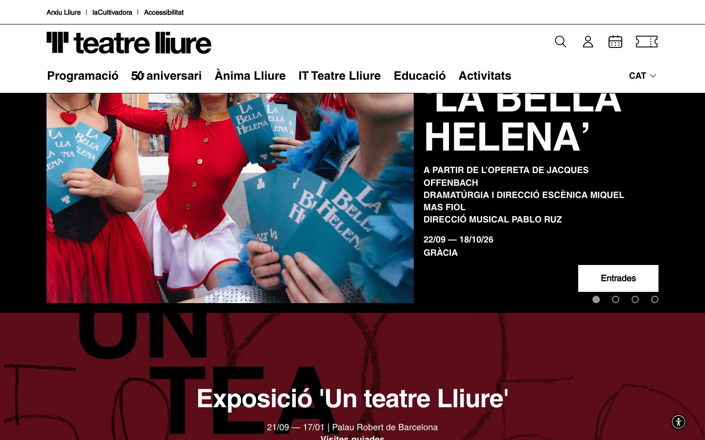 Homepage screenshot of Teatre Lliure
