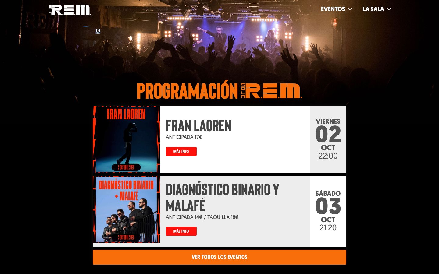 Homepage screenshot of SALA REM