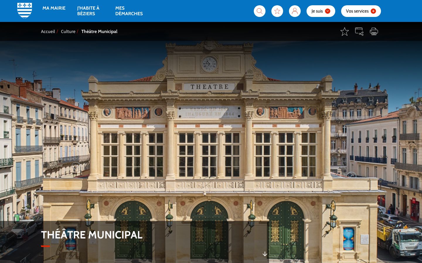 Homepage screenshot of Théâtre Municipal