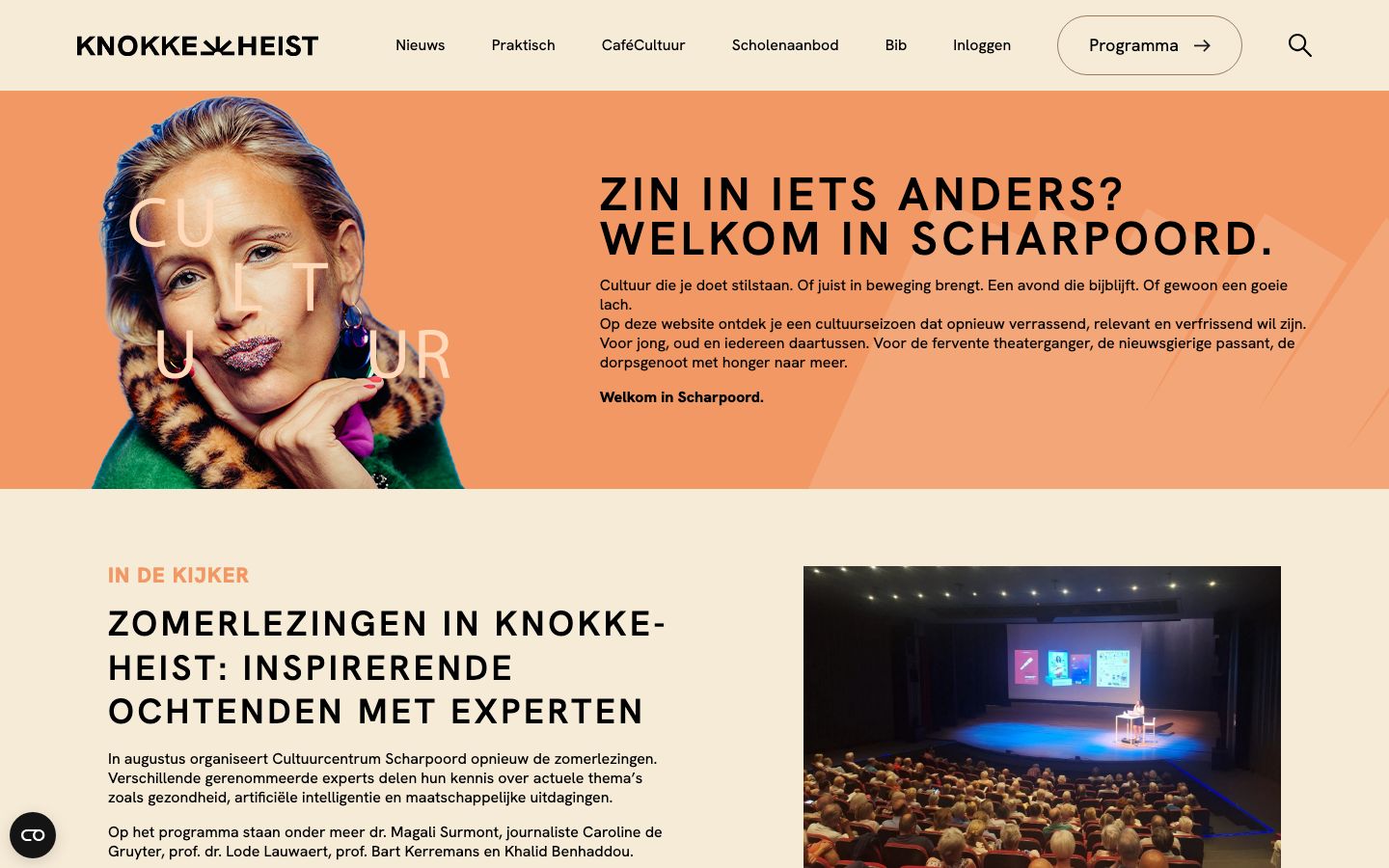 Homepage screenshot of Cultuurcentrum Scharpoord