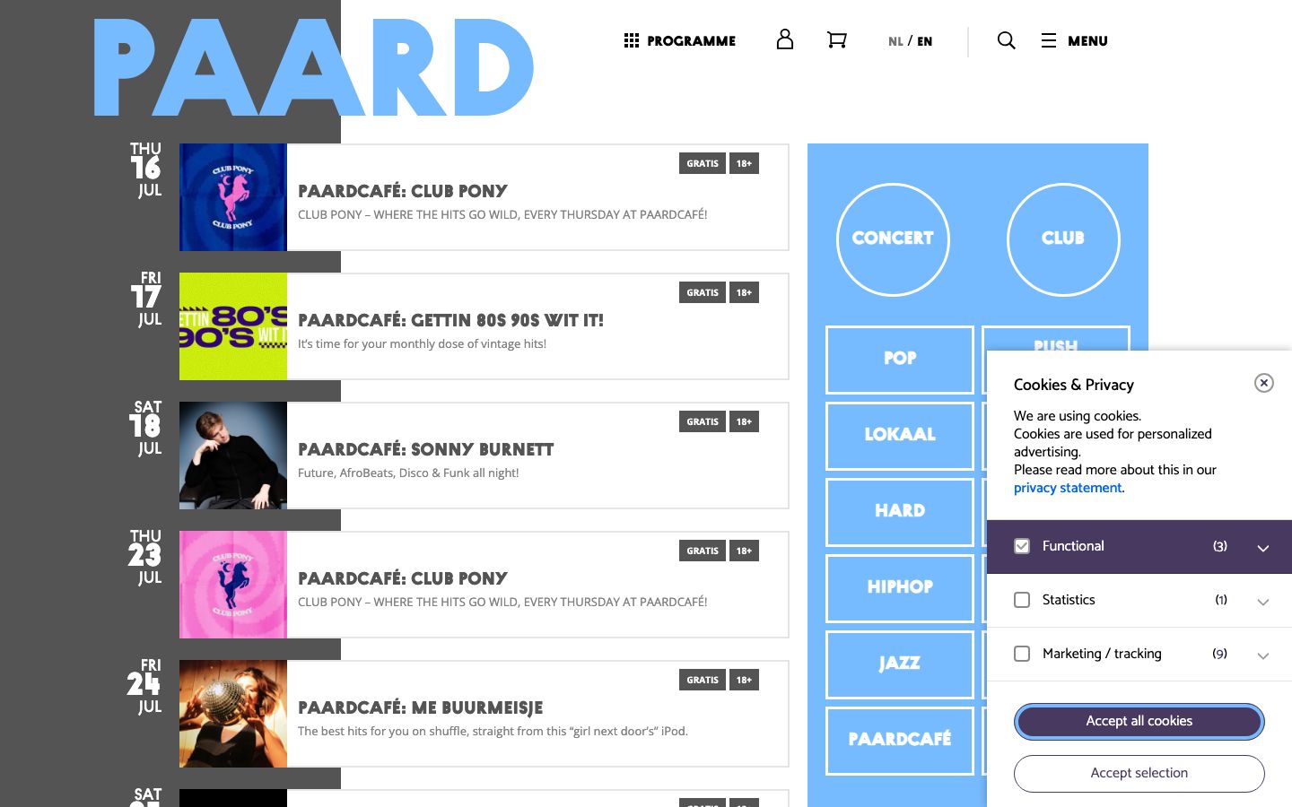 Event detail page screenshot of PAARD
