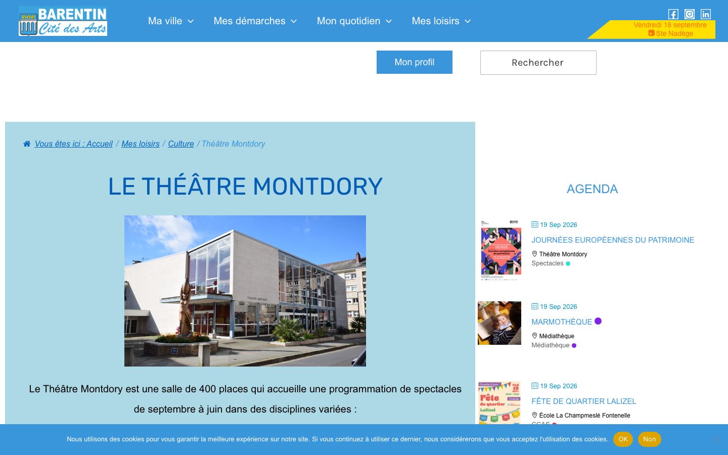 Homepage screenshot of Ville de Barentin
