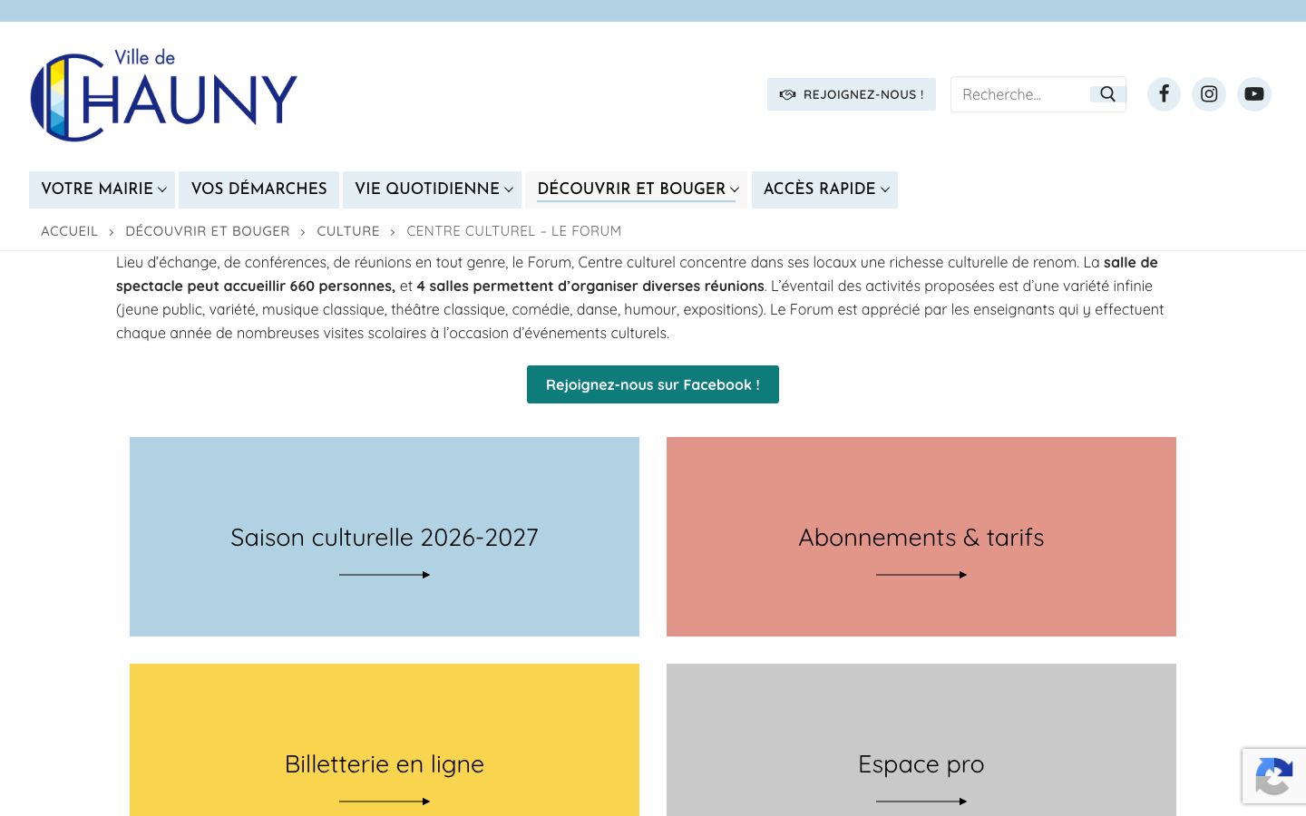 Homepage screenshot of Ville de Chauny