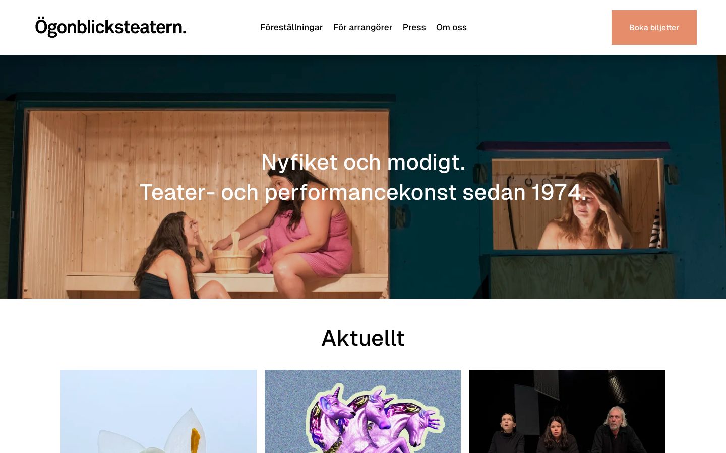 Homepage screenshot of Ögonblicksteatern